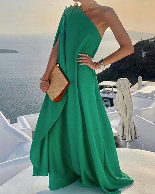 One Shoulder Loose Cropped Long Dress